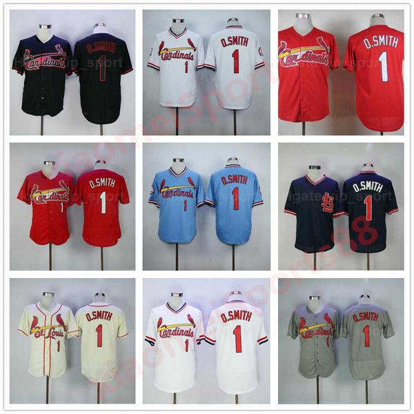 Men Women Youth Retro Baseball 1 Ozzie Smith Vintage Jersey 1985 1992 Retire Team All Stitched Cooperstown Pullover Flexbase Cool Base High