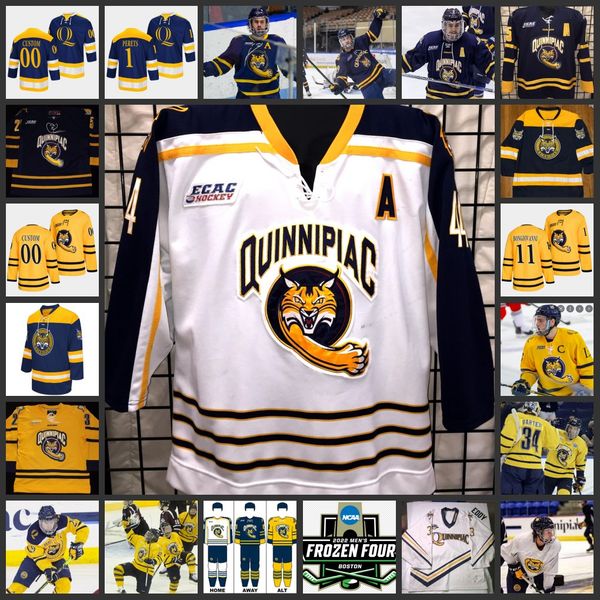 2022 NCAA Frozen Four Custom QU Quinnipiac Bobcats Hockey Jersey 23 Zach Metsa Jerseys 10 Ethan de Jong 11 Wyatt Bongiovanni 34 Michael Gart