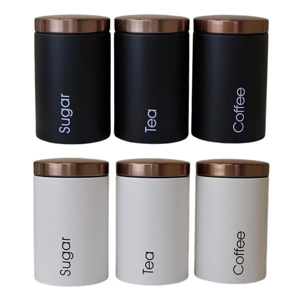 3pcs Canister Set Tea Coffee Sugar Storage Bottles Kitchen Food Canister Jar for Home Organizer Candy Sealed Cans Box CX220413