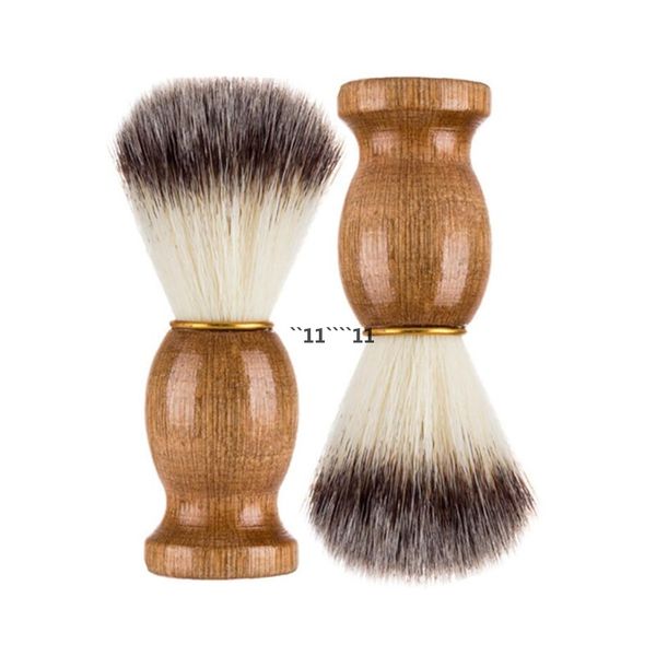 Eco-friendly Barber Salon Shaving Brush Wooden Handle Face Beard Brushes Men Shaving Razor Cleaning Appliance Tools RRB15259