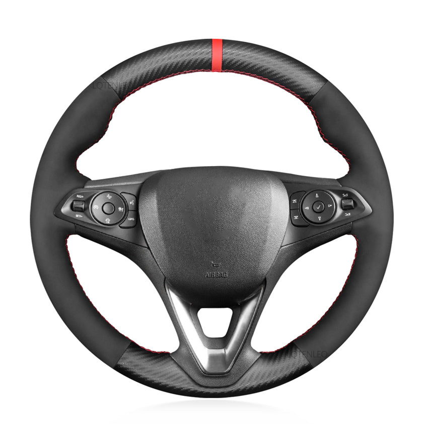 Carbon Fiber Suede Steering Wheel Cover for Opel Astra (K) Corsa (E) Karl 2014-2020 Crossland X Grandland X Insignia 2017-2020