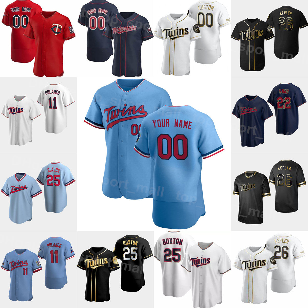 Men Youth Women Baseball 26 Max Kepler Jersey 4 Carlos Correa 24 Gary Sanchez 11 Jorge Polanco 25 Byron Buxton 22 Miguel Sano 15 Gio Urshela 87 Jerm