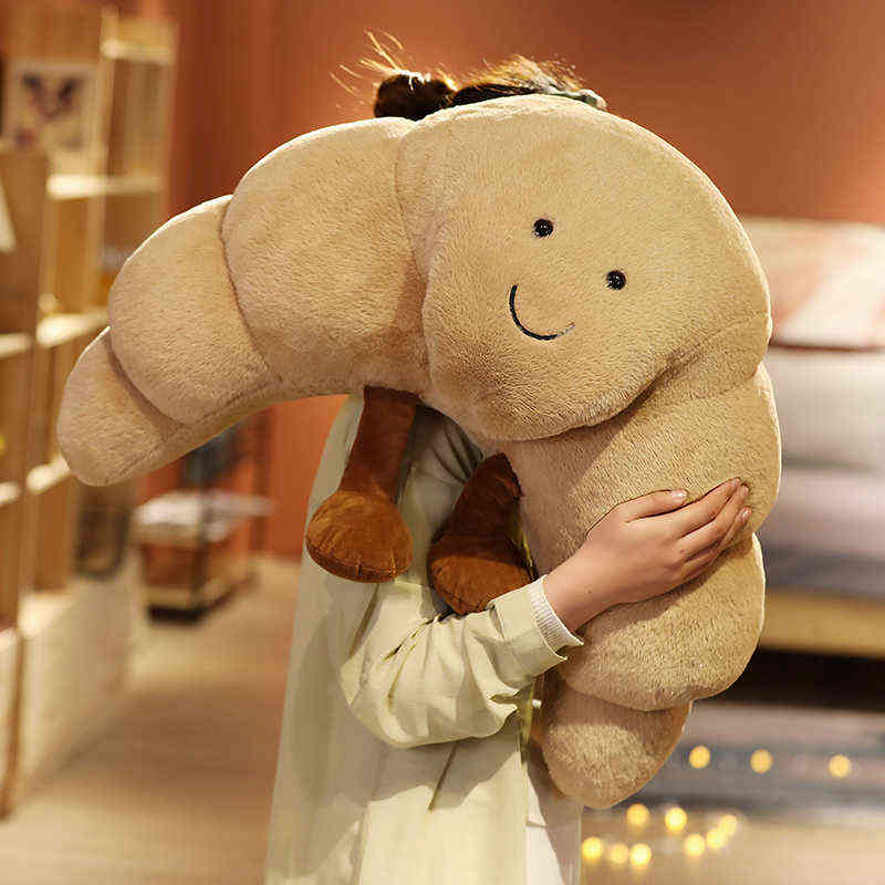 New 18-70cm Kawaii Plush Smile Croissant Pillow Lovely Dolls Stuffed Soft Bread Cushion For Kids Girls Birthday Valentine Gifts z250402