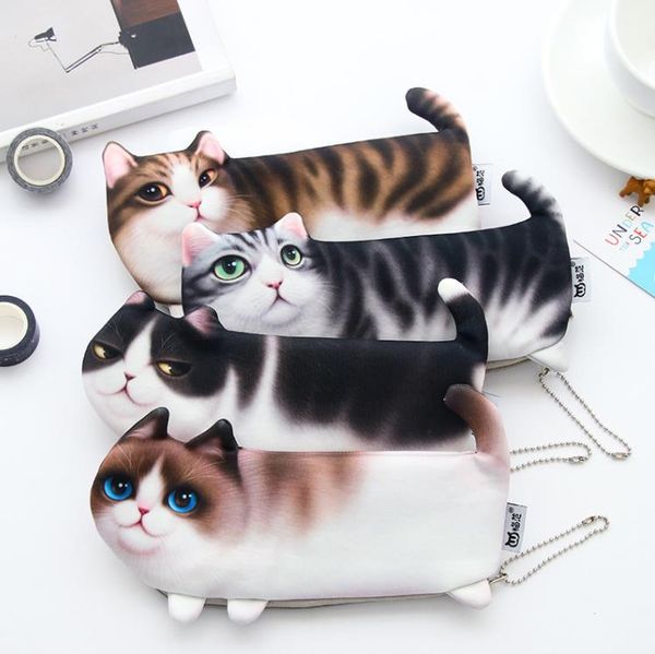 Emulation Cartoon Animal Pencil Case Kawaii Cats Soft-Pencil bag School Supplies Pencils Storage bags Stationery Gift for Kids SN6487