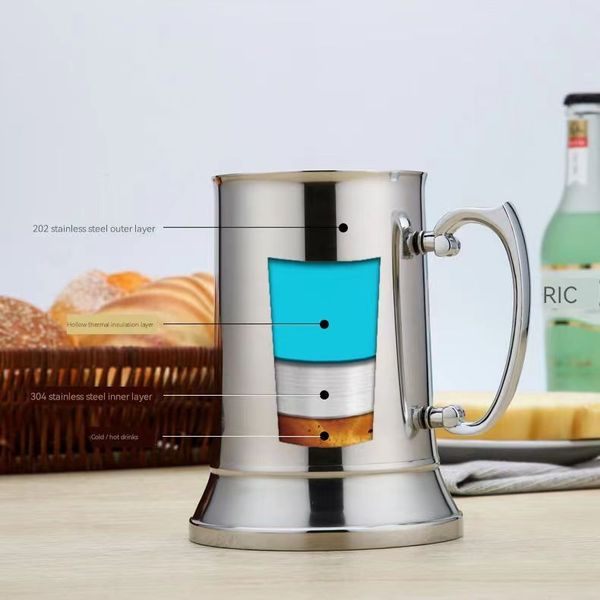 NEW 16 ounce Double Wall Stainless Steel Tankard beer mug high quality Mirror finish DH9111