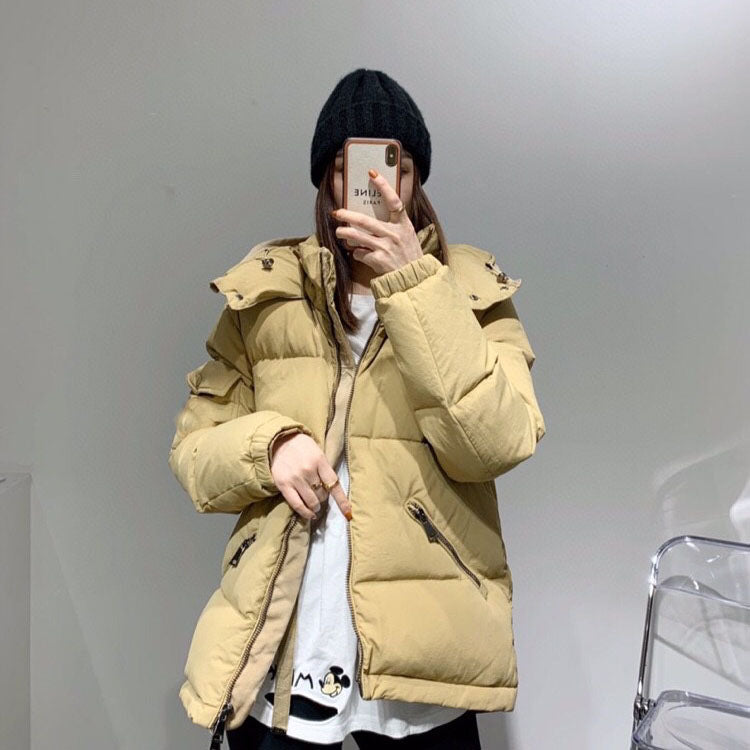 2022 Women&#039;s Down Puffer Jacket 90 White Duck Down Fashion Hooded Casual Warm Black Short Parkas Female Coat Winter Jaqueta Feminina Outerwear