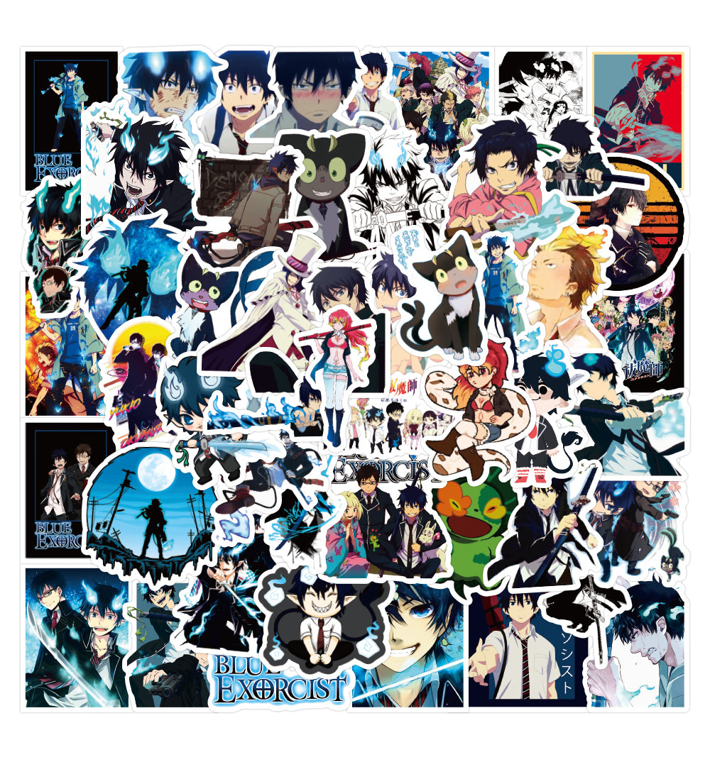 50Pcs-Lot Blue Exorcist Anime Sticker Pack For Kids Toys Laptop Diy Motorcycle Skateboard Suitcase Phone Case Notebook Car Decals Waterproof