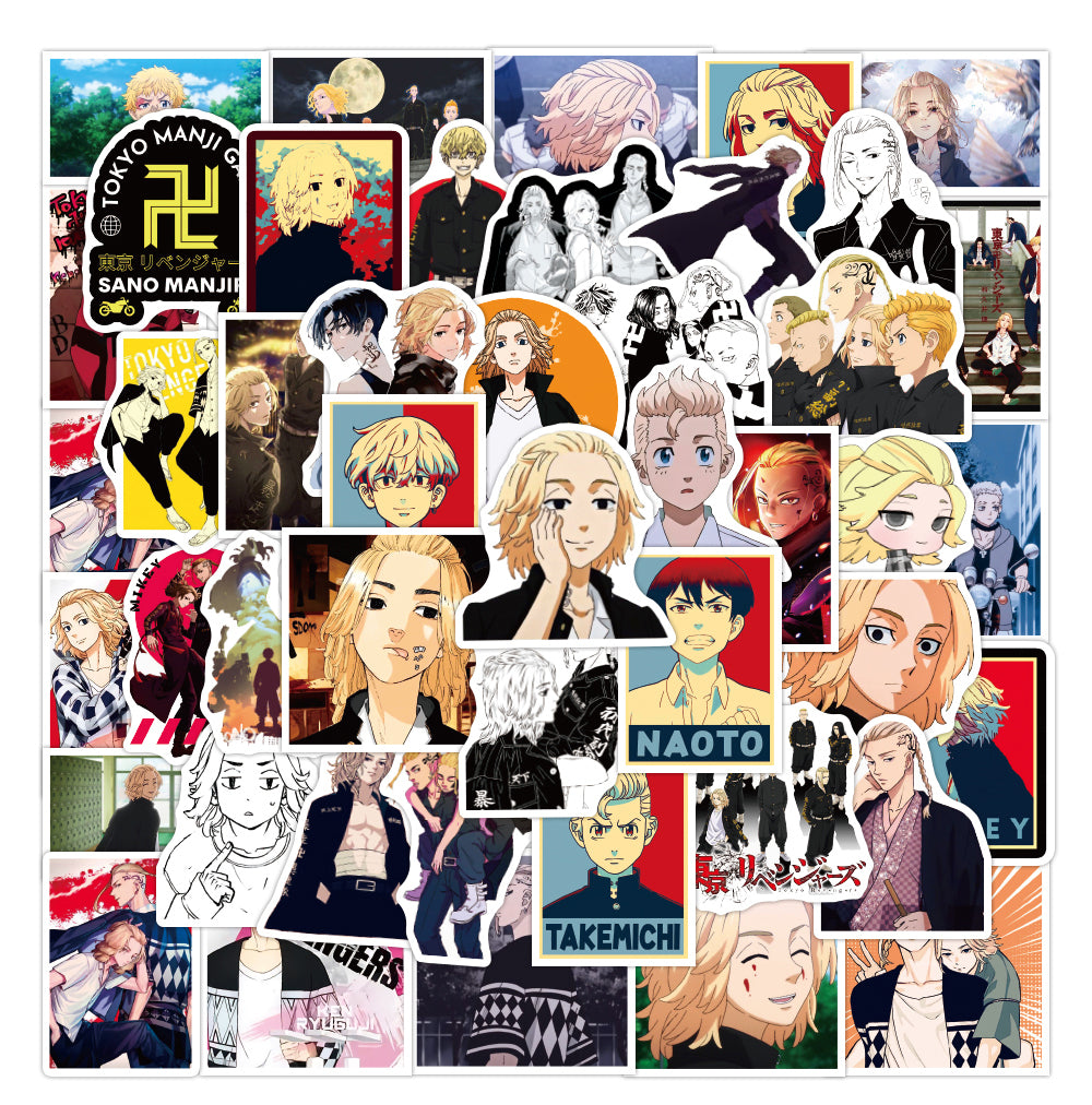 50PCS Lot Tokyo Swastika Avengers Anime Sticker Pack For Kids Toys Refrigerator Luggage Water Bottle DIY Phone Case Skateboard Window Car Decals Wat