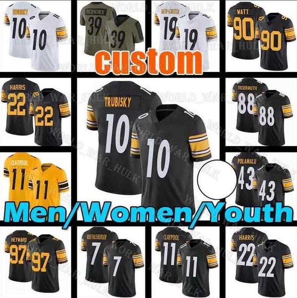 PS Custom Mens Women Youth Kids American Football Jersey Any 32 Teams Player Game Jersey All Stitched Wholesale Sport Athletic Wear Gold Emb