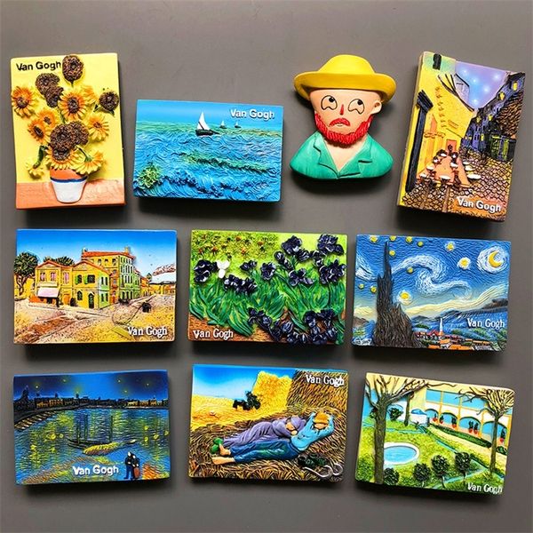 Cartoon Van Gogh resin refrigerator paste fridge magnet magnetic creative 3d room decoration collection gifts 220426