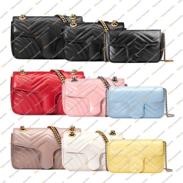 Ladies Fashion Casual Designe Luxury Chain Bag Crossbody Shoulder Bags Handbag Cowhide Leather TOP Mirror Quality 443497 446744 476433 44349