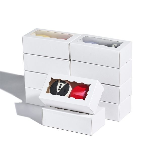 24-50-100 Clear Macaron Boxes for 2 Container Bakery Packaging Wedding Baby Shower Party Mini Pastry Treat Favor 220427