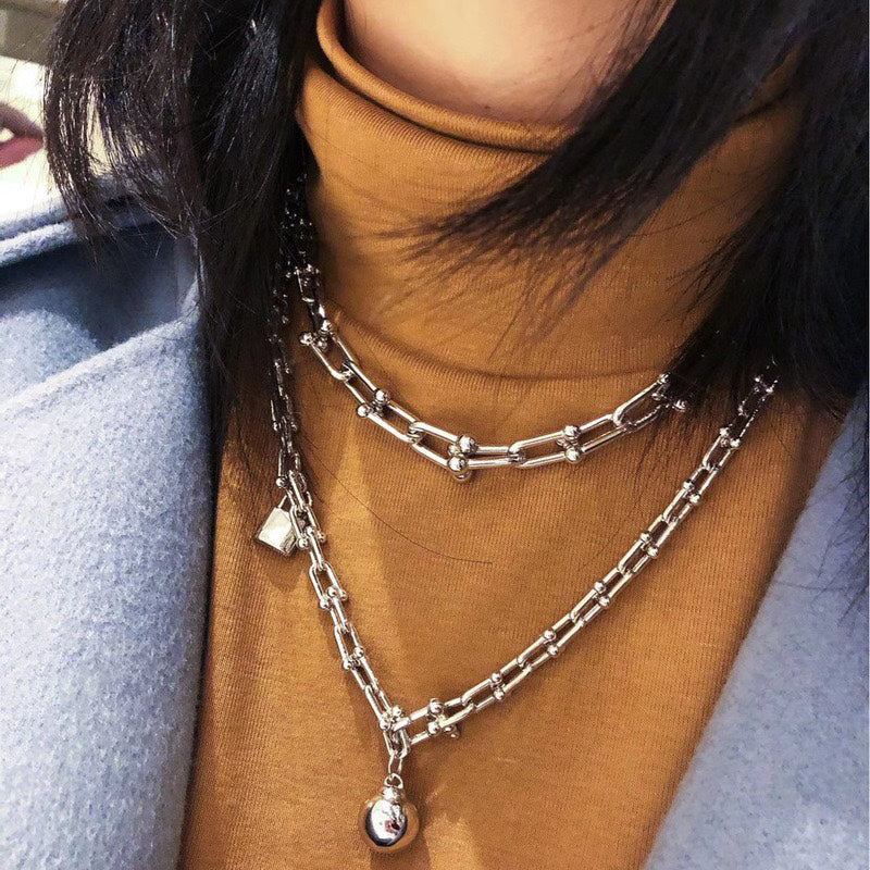 Womens Necklace Choker Chain 18K Gold Plated Stainless Steel Designer Letter Necklaces Pendant Statement Fashion Wedding Jewelry Accessories X348