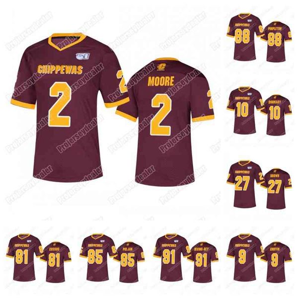 C202 91 Deron Irving-Bey Central Chippewas 2 David Moore 10 Quinten Dormady 27 Antonio Brown 84 Bailey Edwards Football Jersey