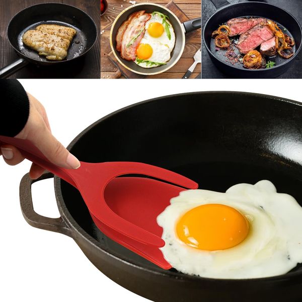 2-in-1 Kitchen Gadget Sets Omelette Spatula Kitchen Silicone for Toast Pancake Egg Accessories Flip Tongs