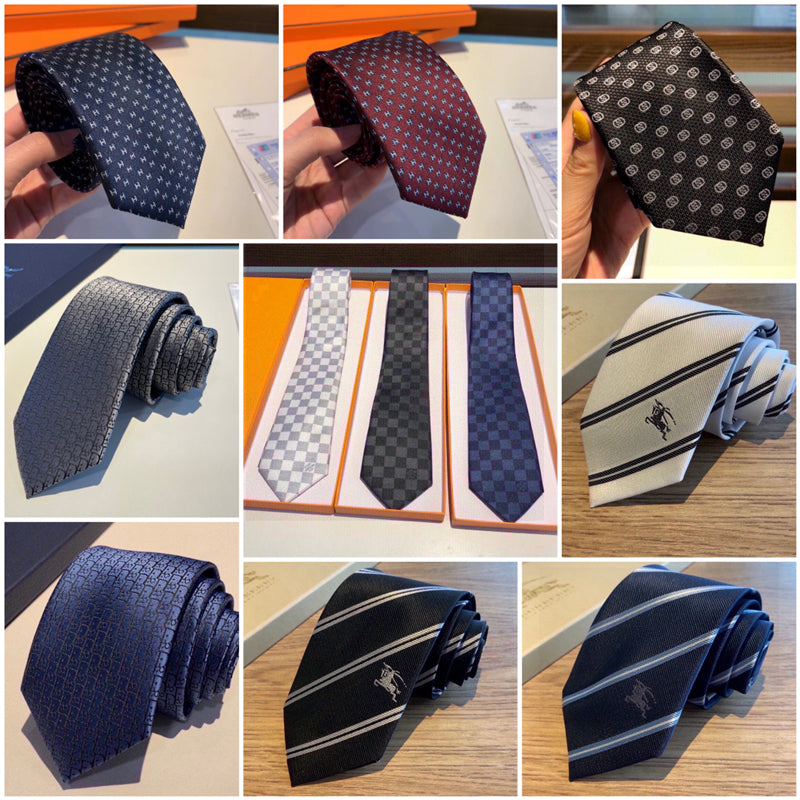 1:1 DUPE Luxury Men&#039;s Tie Scarves Gu-cci L V Di-or Her-mes Bur-berry Fen-di Men&#039;s Ties for Men 23styles