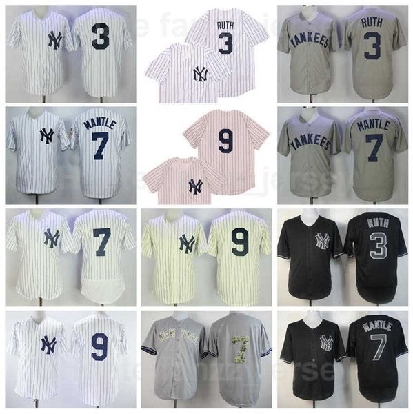 1929 Retro 1951 Vintage 1961 3 Babe Ruth Baseball Jerseys Retire 9 Roger Maris Cooperstown Flexbase Cool Base All Stitched Pinstripe White G