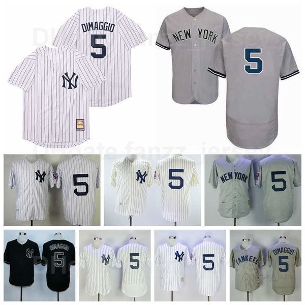1939 1989 Retro Baseball 5 Joe DiMaggio Vintage Jerseys Man Pinstripe Flexbase Cool Base Team Black White Grey All Stitching Retire Cooperst