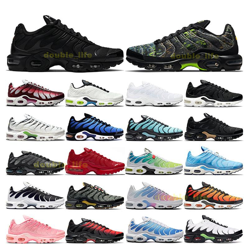 2023 Tn Plus Running Shoes Cool Grey Men Women Black Bubblegum Yolk Cherry Neon Olive Pure Platinum Dark Blue Mens Womens Sports Trainers Sneakers