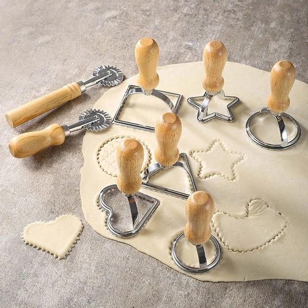 Bakeware Cookie Cutter Ravioli Pasta Tools Zinc Alloy Steel Cokies Mold Ravioli Maker Cutters Square Round Pizza Cutting Wheel Tool