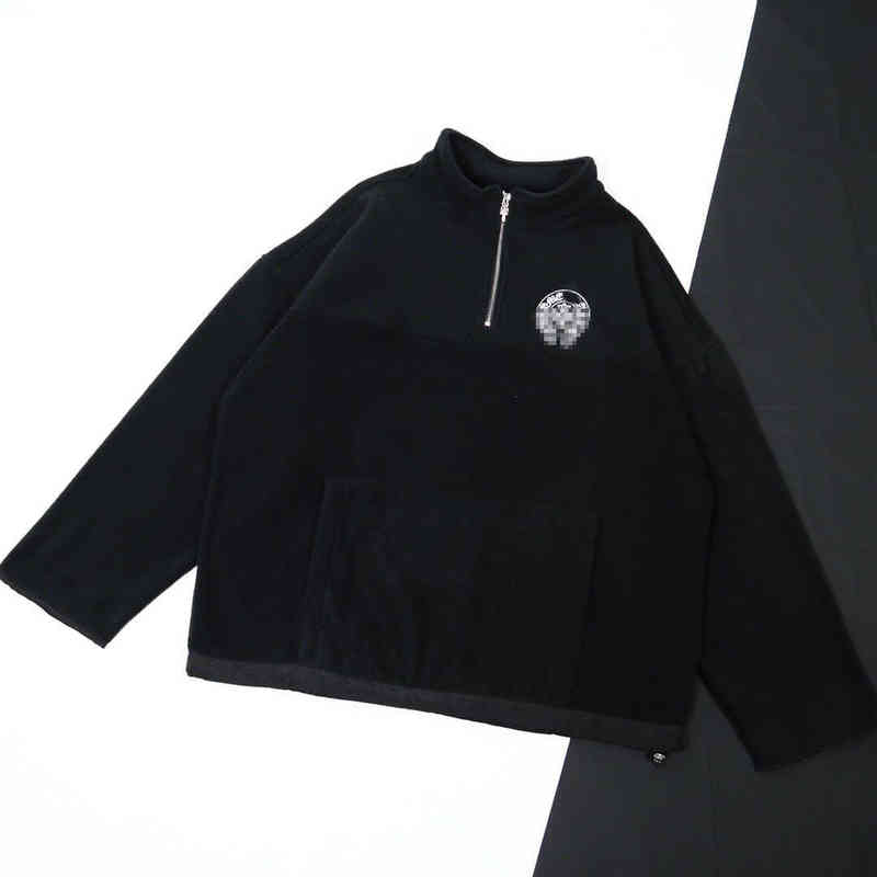 clxfw Crowe Semi Zipper Ch Horseshoe Embroidery Fleece Jacket Couple Stand Collar Sweater