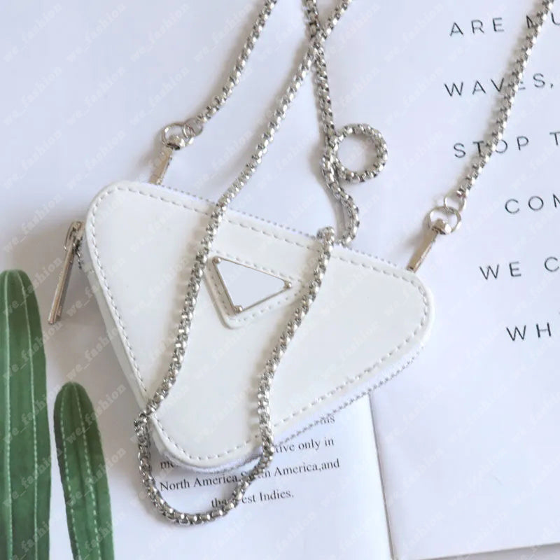 White Micro Coin Bag Wallet Mini Pouch Mirror Women Chain Bags Luxurys Designers Bags Crossbody Bag Triangle Wallets Handbag Handbags 207034