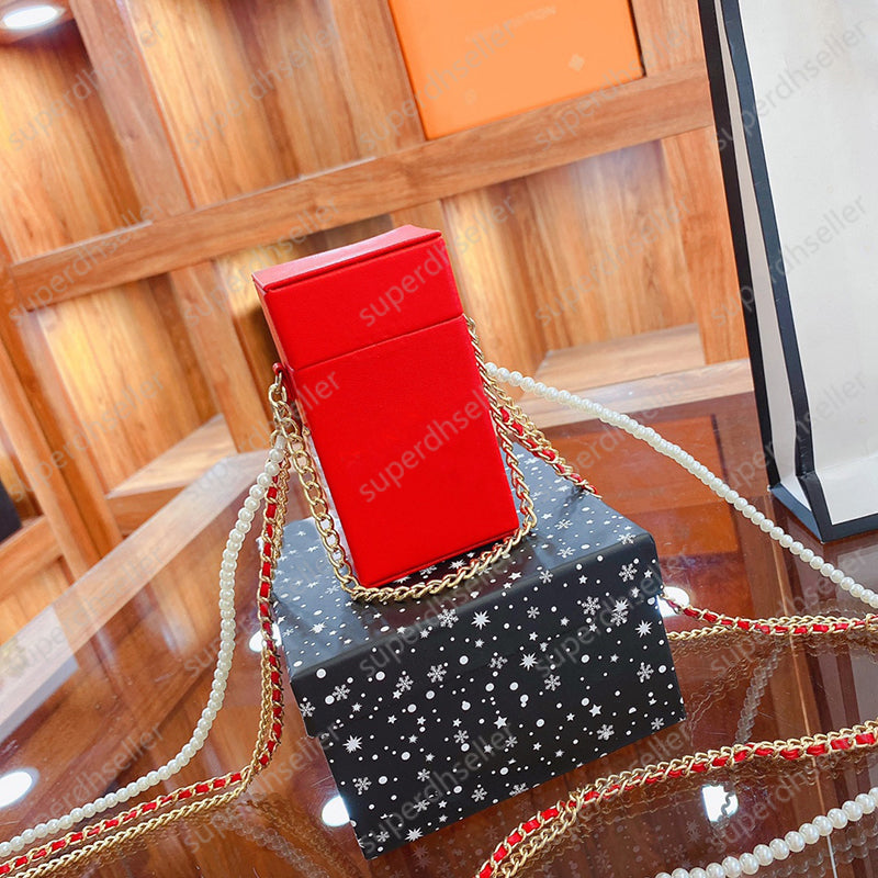 Mini Lipstick Bag Perfume Box Handbag Pearl Chain Crossbody Fashion Shoulder Bags Wallet Purse Women Clutch Luxury Designer Evening Pack 7CM