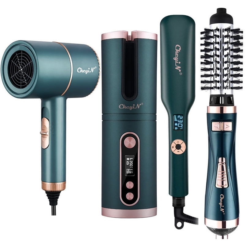 1000W Air Brush Hair Straightening Comb Ceramic Flat Iron Automatic Hair Curler Cordless Curling Roller Low Noise Hair Dryer 220624