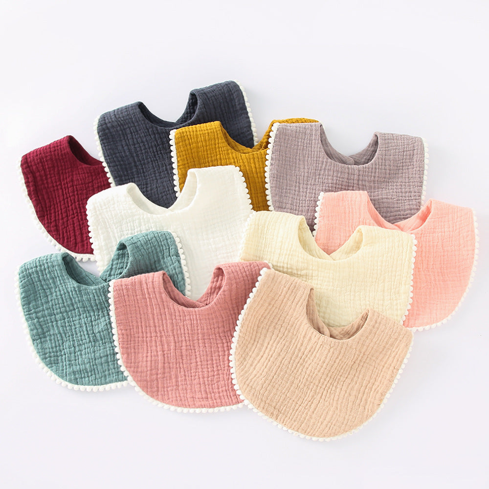 INS Simple baby bibs 100% cotton Solid Color and Tassel Design Infants Baby Feeding Boy Bib 12 Colors with Button