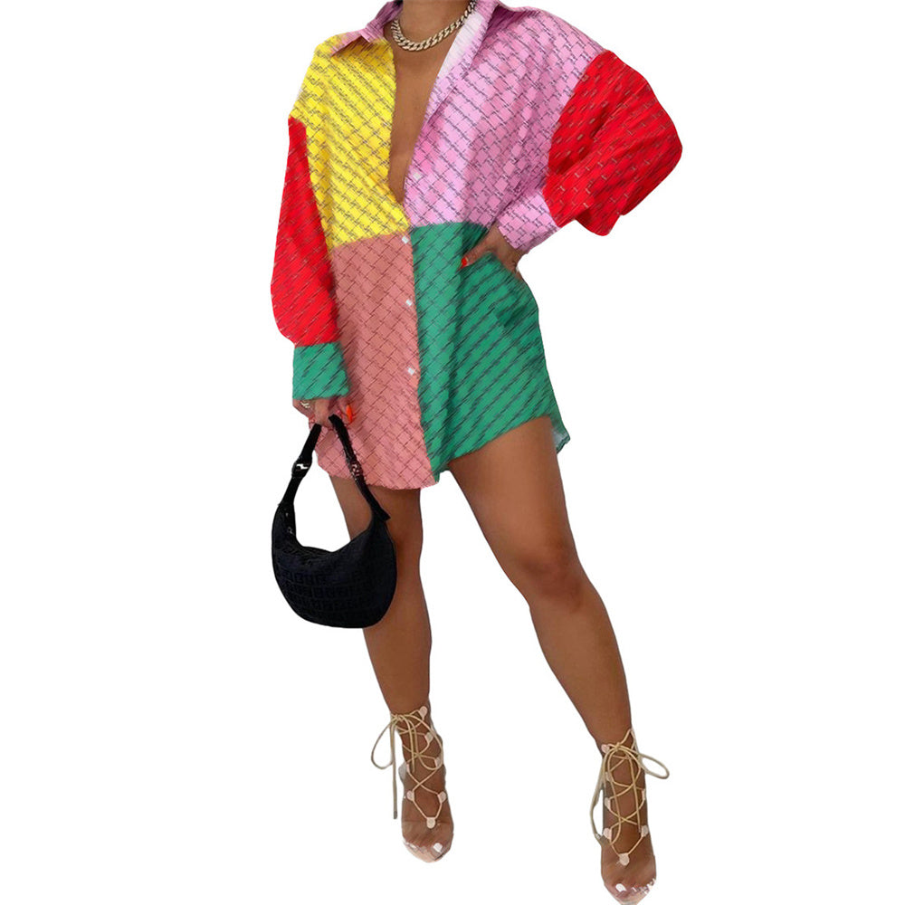 Fashion Womens Casual Dresses Women Blouses Casual Cotton Letter Printed Tops Long Sleeve Shirts Party Frocks Club Clothing size S-2XL