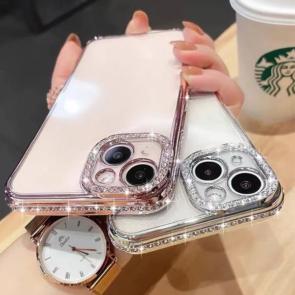 Luxury designer Phone Cases For iPhone 15 14 plus 13 12 11 Pro MAX Diamond Glitter Transparent Soft Silicone Quality Flash Clear Shockproof