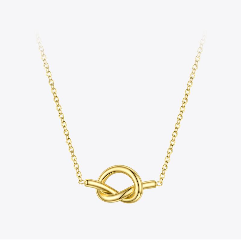 Pendant Necklaces Cute Hollow Knot Necklace Women Gold Color Stainless Steel Heart Choker Fashion Femme Jewelry P193057Pendant