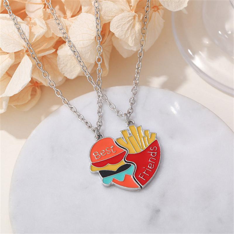 Chains Creative Friends Pendant Necklace For Women Adjustable Color BFF Hamburger Fries Geometric Choker Jewelry AccessoriesChains
