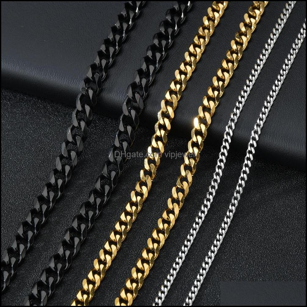 Chains Necklaces Pendants Jewelry M 5Mm Stainless Steel Cuban Link Gold Chain Necklace For Women Men Hip Hop Titanium Choker Fashion Gift