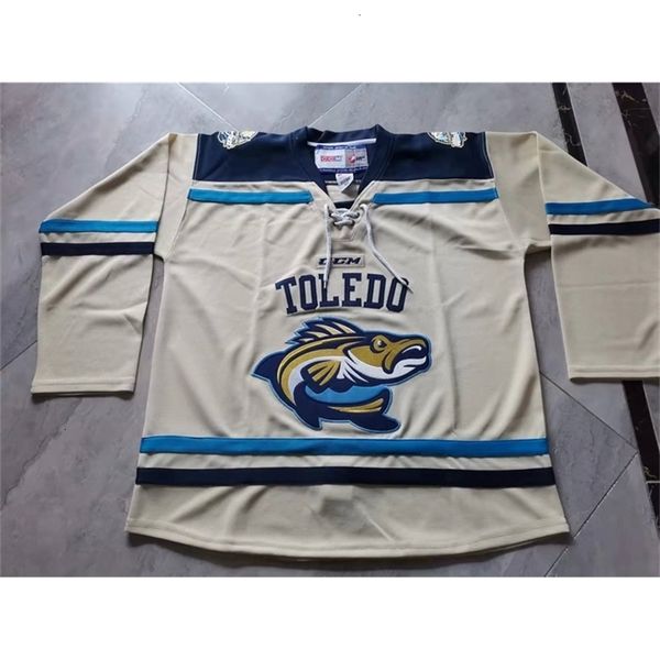 C2604 Uf Custom Hockey Jersey Men Youth Women Vintage Echl Toledo Walleye Winterfest Cream Rare High School Size S-6XL or any name and numbe