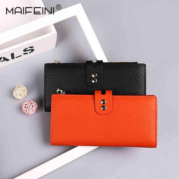 Wallets Bags Leather Women&#039;s Long 2022 New Litchi Grain Multi Clip Zipper