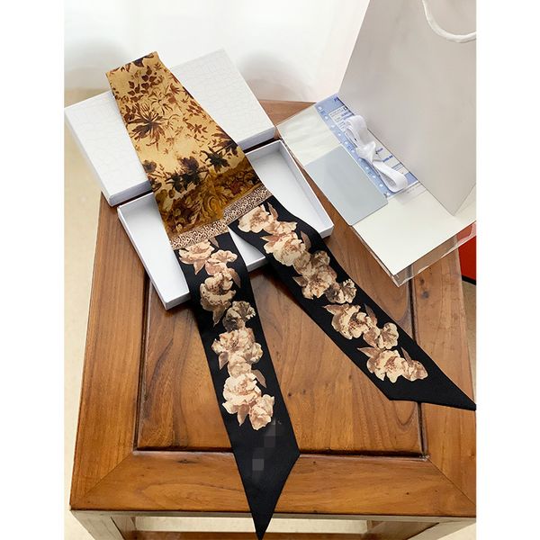 2022 Scarves Spring and summer fresh temperament thin narrow long sharp angle small female silk mulberry silk D ribbon decorative Scarf Hair