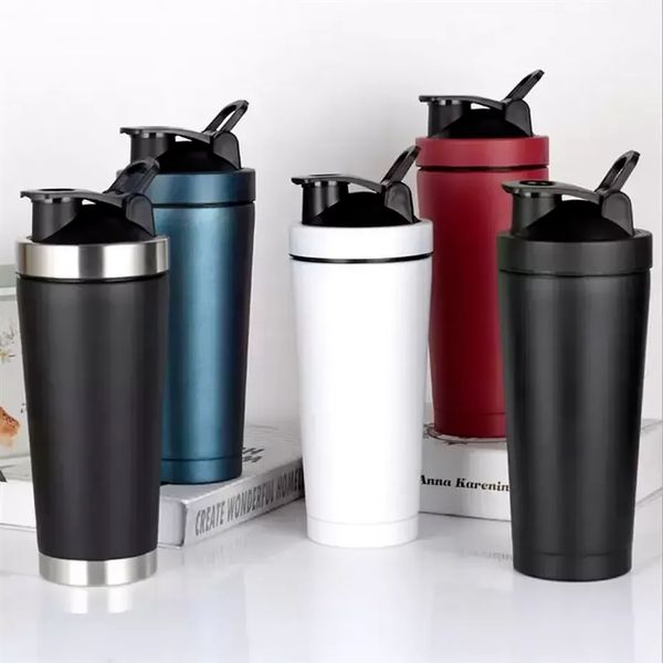 Shake Cup 750ml Vacuum Insulated Bottle 304 Stainless Steel Sports Thermos Protein Milk Coffee Shaker Mug with Lid sxmy20