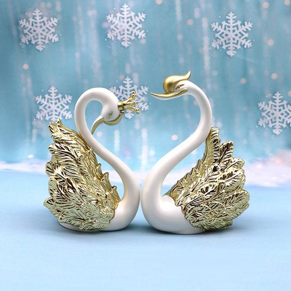 Crown Glass Table Swan Baking Decorative Birthday Anniversary Ornament Cake Topper Figure Paper Weight Desk Home Decor