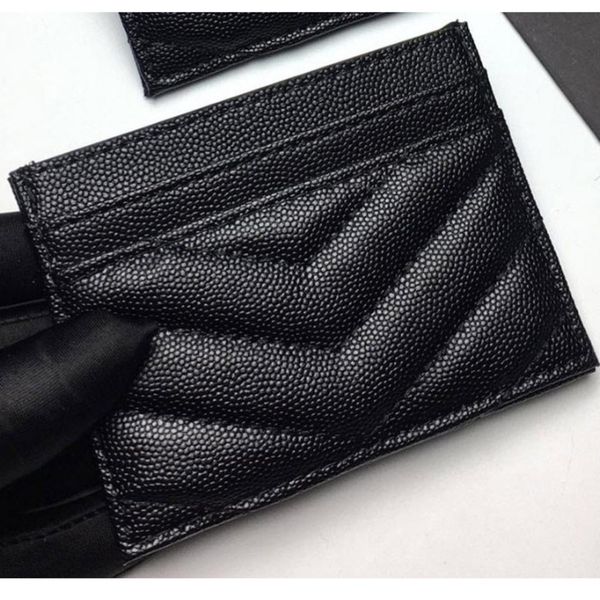 2022 new fashion Card Holders caviar woman mini wallet Designer pure color genuine leather Pebble texture luxury Black wallet