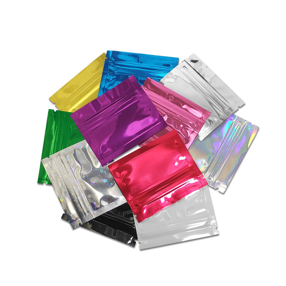 200pcs-lot Small Resealable Glossy Aluminum Foil Zip Lock Packing Bag Coffee Powder Candy Packag Zipper Mylar Bags with Zipper Top