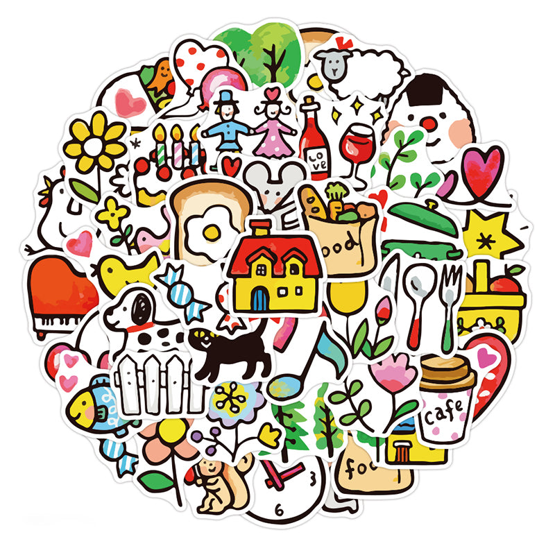 40PCS Mix Cartoon Stickers Cute Wine Glass Flowers Animals Toy On Laptop Car Bike Skateboard Phone Kid Graffiti Decal