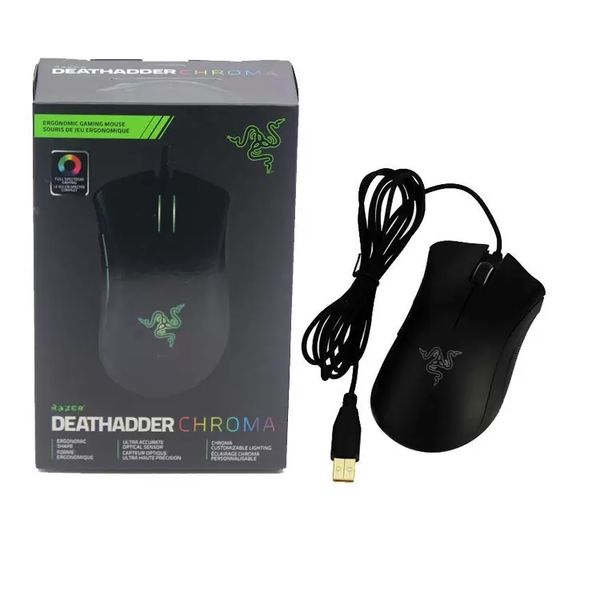 Mouse Hot Razer mices Deathadder Chroma USB Wired Mouse Optical Computer Gaming Mouses 10000dpi Induction Gamings with Retail Packaging Whol