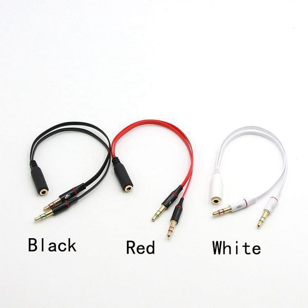 3.5 mm Black Headphone Earphone Audio Cable Micphone Y Splitter Adapter Conntecter Converter 1 Female to 2 male Connected Cord to Laptop PC
