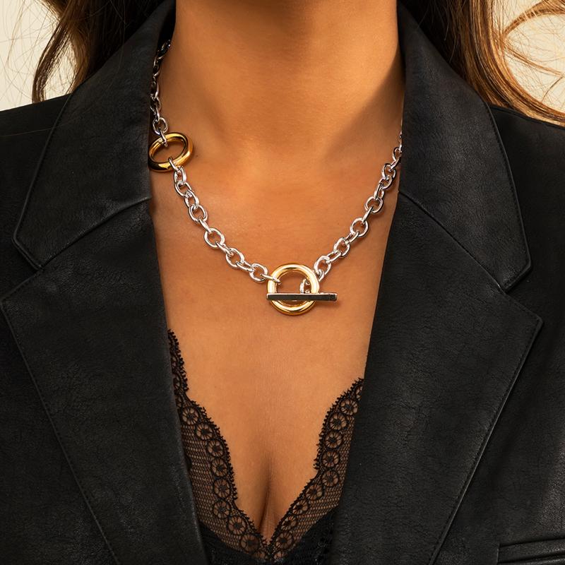 Chains IngeSight.Z Vintage Geometric Round Circle Toggle Lasso Choker Necklaces For Women Mix Color Clavicle Collier Jewelry