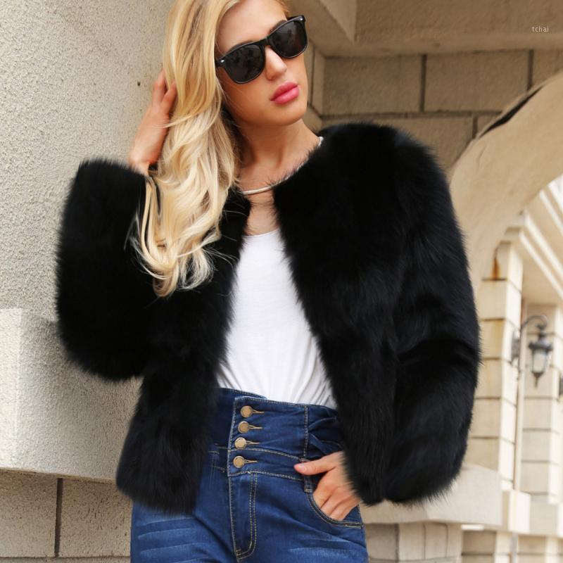 Women&#039;s Jackets Faux Fur Coat Women Fluffy Warm Long Sleeve Outerwear Autumn Winter Jacket Hairy Collarless Overcoat Plus Size 3XL 9.17