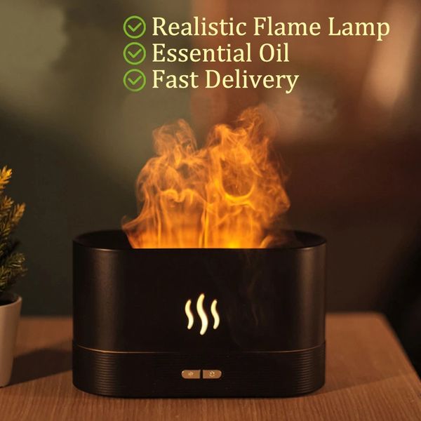 Humidifiers 180ML USB Essential Oil Diffuser Simulation Flame Ultrasonic Humidifier Home Office Air Freshener Fragrance Sooth Sleep Atomizer