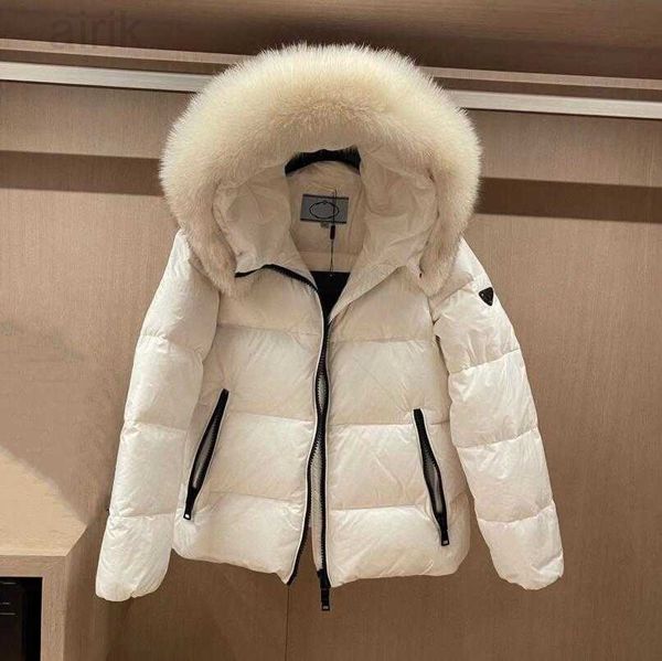 Top Designs Brand Quality Women Lady Girl Down Jacket Woman Luxury Designer Brand White Duck Downs Foxes fur Collar Fluffy Warm Belted Casua