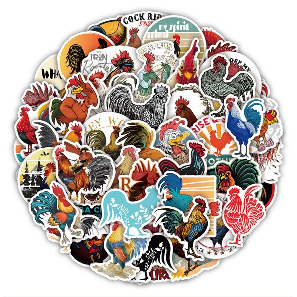 50Pcs Rooster Stickers Stickers Non-Random For Car Bike Luggage Sticker Laptop Skateboard Motor Water Bottle Snowboard wall Decals Kids Gift