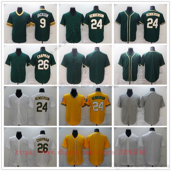 Movie College Baseball Wears Jerseys Stitched 9 ReggieJackson 24 RickeyHenderson 26 MattChapman Slap All Stitched Away Breathable Sport Sale